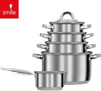 Smile - Set de casseroles 10 pièces - Set de casseroles à induction - Acier inoxydable - Pot - Convient à tous les types de poêles - MGK-10 - Mugs