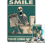 Smile Skeleton Skull Funny Puzzle Image Bois, À Thème, 1000 pièces | Le montage par zones du motif - un loisir seul ou à plusieurs à la maison.