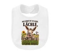 Smile Solange Du Noch Zähne Hast Bavoir amusant pour bébé Blanc | Citation, ferme, dentiste, mule, tournesol, retraité, amoureux des animaux, anniversaire, vie de campagne, oiseau amusant