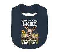 Smile Solange Du Noch Zähne Hast Bavoir amusant pour bébé Bleu marine | Citation, ferme, dentiste, mule, tournesol, retraité, amoureux des animaux, anniversaire, vie de campagne, oiseau amusant