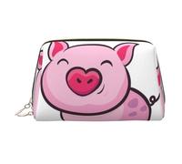 Smile Trousse de maquillage en cuir de cochon rose