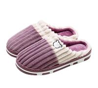 Smile Women Confinement Soft Cotton Slippers Warm Non-slip Plush Home Men Winter Couple Pour l'intérieur et l'extérieur(Color2,40-41)