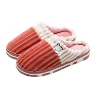Smile Women Confinement Soft Cotton Slippers Warm Non-slip Plush Home Men Winter Couple Pour l'intérieur et l'extérieur(Color1,36-37)