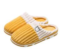 Smile Women Confinement Soft Cotton Slippers Warm Non-slip Plush Home Men Winter Couple Pour l'intérieur et l'extérieur(Color3,38-39)