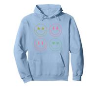 Smile World with Cute Aesthetic Icon Faces Sweat à Capuche, Unisexe pour Adultes, Bleu poudré, S