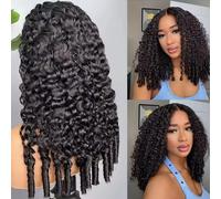 Smilegirl Demi-perruque bou birmane densité 250, sans colle, en cheveux humains, prête à porter, 3-en-1 avec cordon de serrage et clips invisibles, à porter sur le côté