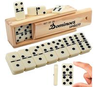 Smilejoy Dominoes Lot de 28 dominos pour adultes avec boîtier en bois naturel (2 joueurs)