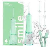 Smilekit® Hydropulseur électrique | Irrigateur portable | Irrigateur rechargeable | Approuvé par les dentistes | Batterie de 60 jours | Charge USB-C | 4 modes | 3 choix de couleurs (vert, taille