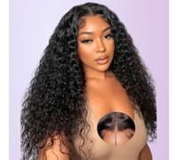 Smilenice Perruque Bresilienne Cheveux Humain 180% Densité 9x6 Perruque Femme Naturelle Water Wave Sans Colle Cheveux HD Lace Wear and Go Glueless Wig Plucked Pre Cut Naturel Humaine 14 Pouces