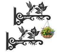 Smileshiney Cintres pour plantes d'extérieur | Cintres pour mangeoire à oiseaux | Support mural en métal de 25,4 cm avec motif oiseaux et fleurs pour panier de fleurs, lanterne, carillon, balcon