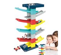 Smileshiney Voiture à Piste coulissante, Jouet de Rampe de Voiture,Ensemble de Jeu d'activités sensorielles Montessori avec 9 Pistes et 4 Voitures - Jouets de Moteur Fin, Jouet de véhicule de Voiture