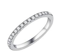 SMILEST Alliances en moissanite de 1,8 à 2 mm pour femme, couleur D, pureté VVS1, en argent sterling 925, empilables, pour femme, taille 4 à 11, #10, Plaqué or blanc 14 carats, pierre précieuse, or