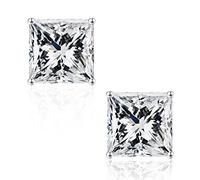 SMILEST Boucles d'oreilles à tige en moissanite taille princesse 0,6 à 3 carats pour femme, couleur D, clarté VVS1, diamant créé en laboratoire, 18 carats, blanc/jaune/rose/or noir, vermeil ruthénium