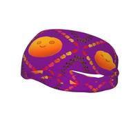 Smiley Bandeau de sport imprimé orange qui arrête rapidement la transpiration, convient pour le fitness et les sports de loisirs