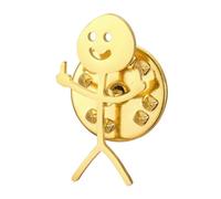 Smiley Face Figurine Langue des signes Broche Pins pour Femmes Hommes Acier Inoxydable Doigt Stickman Tendance Couple Broche Pin Punk et Insolite Broche Pin Pin (Or)