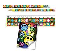 Smiley Lot de papeterie avec motif visage et bloc-notes