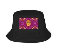 Smiley Mango Chapeau bob d'extérieur imprimé - Chapeau de soleil pour la pêche, la randonnée, le camping, noir, taille unique