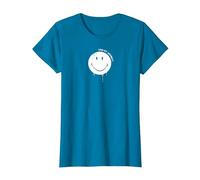 Smiley Originals Happy Face Drip Paint White T-Shirt, Femme, Saphir, XXL