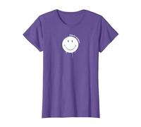 Smiley Originals Happy Face Drip Paint White T-Shirt, Femme, Violet Chiné, XXL