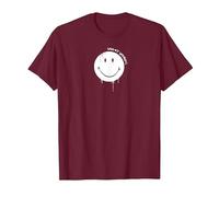 Smiley Originals Happy Face Drip Paint White T-Shirt, Homme, Marron, M