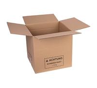 smiley pack Lot de 5 cartons pliants - 600 x 600 x 600 mm - Double cannelure de hauteur - Marron - 60 x 60 x 60 cm - En carton ondulé - 2 boîtes d'expédition ondulées