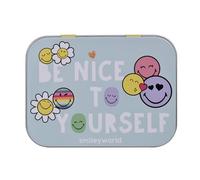 Smiley Pansements Enfants Produit sous licence - Boîte métal - 24 pansements - Boîte de rangement de pansements pour enfants