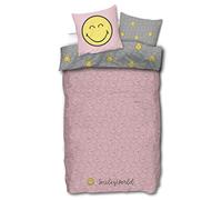 Smiley Parure de lit pour fille 135 x 200 cm Rose 135 x 200 cm
