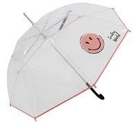 Smiley World Parapluie automatique transparent, Rose, 104 cm, Transparent avec motif smiley imprimé