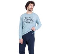 SmileyWorld® | Athena - Pyjama Long Homme - 100% Coton - Sérigraphie Smiley Poitrine + Pantalon
