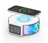 Smili ng Shark Lumière de Réveil, Intelligente Lampes Réveil Charge sans Fil avec Contrôle Tactile 3 Niveaux et Éclairage RGB Veilleuse Ambiance Reveil Lampe de Chevet Chargeur pour Chambre Décor