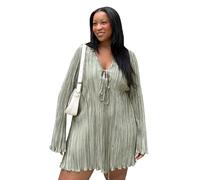 Smilice Robe trapèze pour femme - Grande taille - Silhouette trapèze avec manches fluides pour un look quotidien, vert clair, 3XL grande taille