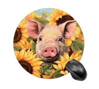 Smiling_77725070 Tapis de souris rond mignon drôle d'ordinateur tapis de souris lavable de qualité supérieure avec base en caoutchouc antidérapant pour bureau à domicile