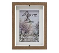 Smiling Art Cadre photo pivotant, cadre double pour 2 photos en bois MDF avec verre en format paysage et portrait à poser (Marron + Blanc, 10 x 15 cm)