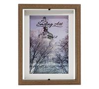 Smiling Art Cadre photo pivotant, cadre double pour 2 photos en bois MDF avec verre en format paysage et portrait à poser (Marron + Blanc, 13 x 18 cm)