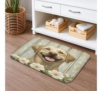 Smiling Dog Tapis de bain à séchage rapide - Tapis de douche vintage à motif de chien - Absorbant, antidérapant, lavable en mousse à mémoire de forme pour salle de bain, toilettes, toilettes