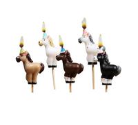 Smiling Faces Lot de 5 bougies décoratives pour gâteau d'anniversaire Motif poney Multicolore