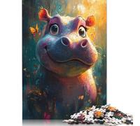 Smiling Hippo with Butterflies Puzzle 1000 Pièces Educa Jouet en Bois Divertissement Créatif De l'art De La Décoration Jeu Éducatif Challenge Toy Adultes & Enfants des 14 Ans 1000pcs (40x28cm)
