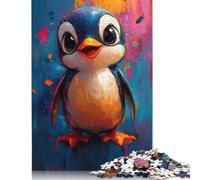 Smiling Penguin Oil Painting Puzzle 1000 Pièces Cadeau Unique Jeu Éducatif Challenge Toy À De Qualité Supérieure Peinture Art pour Adultes Et Enfants À Partir De 14 Ans 1000pcs (75x50cm)