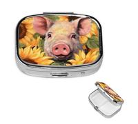 Smiling Pilulier carré en métal à 2 compartiments - Joli pilulier de voyage portable pour médicaments et vitamines - Cadeau unique pour homme et femme