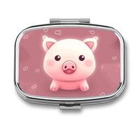 Smiling Pilulier portable à 2 compartiments avec miroir pour sac à main de poche, voyage, mini organisateur de médicaments en métal pour vitamines, huile de poisson