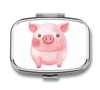 Smiling Pilulier portable à 2 compartiments avec miroir pour sac à main de poche, voyage, mini organisateur de médicaments en métal pour vitamines, huile de poisson