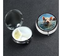 Smiling Pilulier rond portable à 3 compartiments pour poche ou sac à main Petit planificateur hebdomadaire de médicaments de voyage avec miroir décoratif en métal Porte-vitamines Cadeau