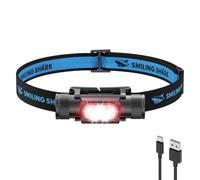 Smiling Shark AX-01 Lampe Frontale, Headlamp 1150LM 7 Modes d'Éclairage Lumière Blanche & Rouge, Magnétique 2600 mAh Rechargeable IP66 Étanche pour Pêche Réparation Camping & Extérieur (1 Pack)