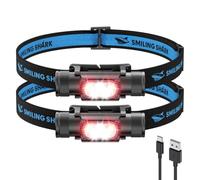Smiling Shark AX-01 Lampe Frontale, Headlamp 1150LM 7 Modes d'Éclairage Lumière Blanche & Rouge, Magnétique 2600 mAh Rechargeable IP66 Étanche pour Pêche Réparation Camping & Extérieur (2 Pack)