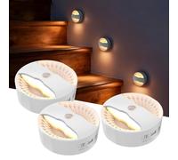 Smiling Shark BR168 Veilleuse Connectée avec Détecteur de Mouvement, Lampe Veilleuses Adhésive LED Rechargeable Connectée avec Base Magnétique Interieur pour Escalier Couloir Chambre Salon, 3 Pièces