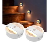 Smiling Shark BR168 Veilleuse Connectée avec Détecteur de Mouvement, Lampe Veilleuses Adhésive LED Rechargeable Connectée avec Base Magnétique Interieur pour Escalier Couloir Chambre Salon, 2 Pièces