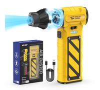 Smiling Shark Dépoussiérants Puissants Électrique, JF-02 Vitesse Variable 110000TR/Min Souffleur Air Comprimé avec Cutter & Marteau de Sécurité- Batterie 8000mAh pour Cour/Camping/PC/Voiture, Jaune