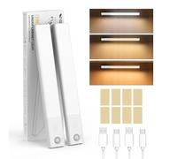 Smiling Shark Lampe de Placard, HM-01 Lampe LED d'armoire Sans Fil 1200mAh 3 Températures de Couleur & Mouvement Detecteur Lumière Barre Éclairage Intérieur Magnétique Pour Armoire Cuisine (2 Pack)