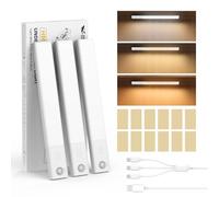 Smiling Shark Lampe de Placard, HM-01 Lampe LED d'armoire Sans Fil 1200mAh 3 Températures de Couleur & Mouvement Detecteur Lumière Barre Éclairage Intérieur Magnétique Pour Armoire Cuisine (3 Pack)