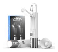Smiling Shark Lampe de Poche, G2 2 Pièces Lampe Torche LED Ultra Puissante Rechargeable avec Feux Latéraux COB & 3 Modes et Diffuseur Zoomable Lampe Torche Camping Pile pour Randonnée/Urgence, Blanc